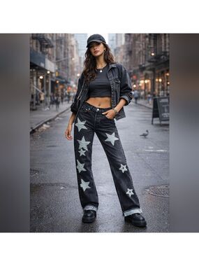 RE/DONE x Levi's Black Wash Star Appliqué Jeans